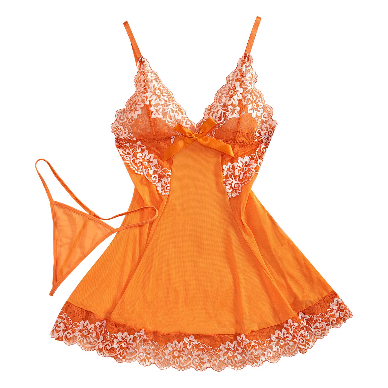 thumbnail image 2 of Body sexy de encaje para mujer con liguero - Conjunto de camisón de malla transparente, lencería de poliéster y spandex para ocasiones especiales, 2 of 8